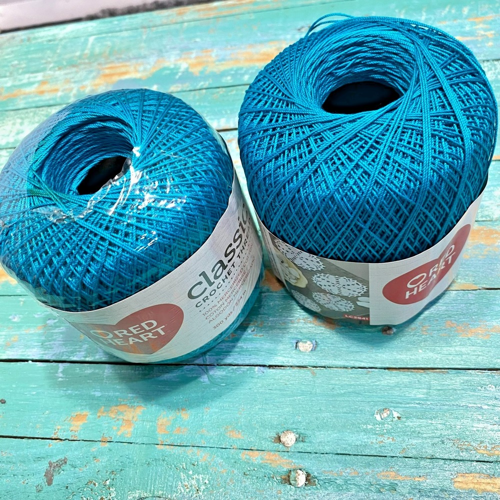 Red Heart Classic Crochet Thread Size 10 Peacock 0858 300 Yds Lot of 2 Cotton